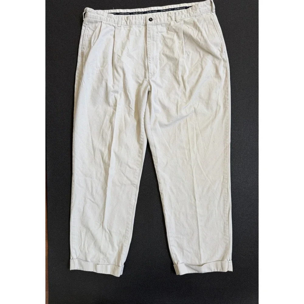 Vintage Polo Ralph Lauren Mens 42x32 Pleated Chino Pants Khaki Tan